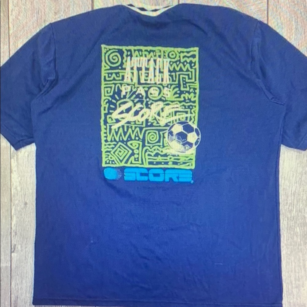 Blue Graphic T-Shirt with Neon Green Design